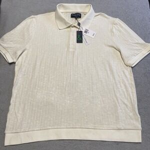 Paisley & Gray Polo Shirt Mens XXL Ivory Slim Fit Rayon Stretch Textured W/ Tags
